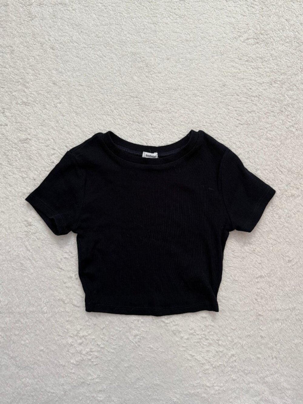 Garage Ribbed Crop Top - Navy